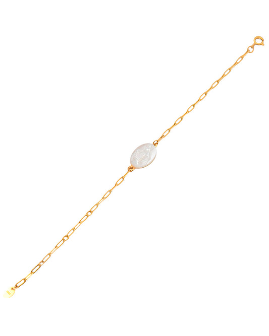 Pulsera Virgen Milagrosa en nacar en baño de oro