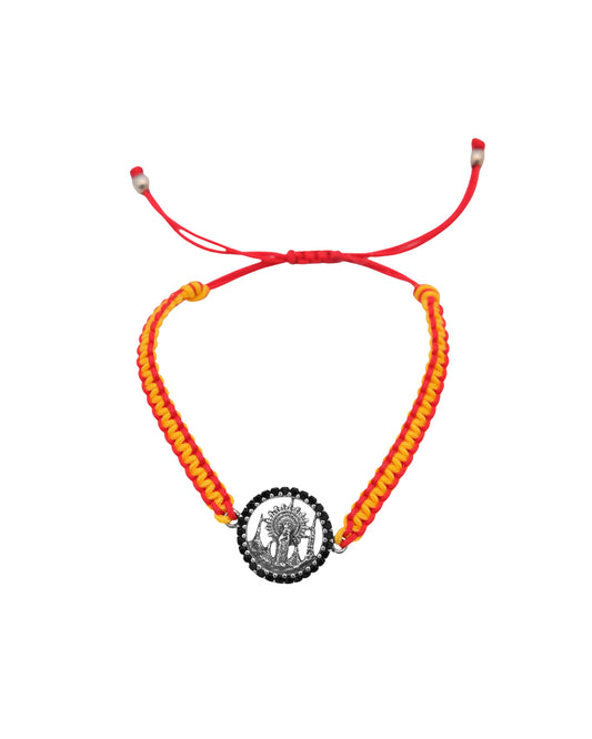 Pulsera cordón bandera España con Virgen del Pilar en plata