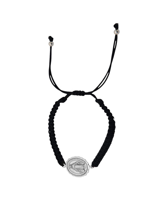 Pulsera macrame con Virgen de la Milagrosa en plata
