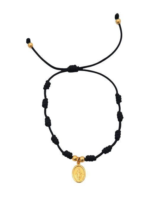 Pulsera cordon con virgen de la Milagrosa en baño de oro