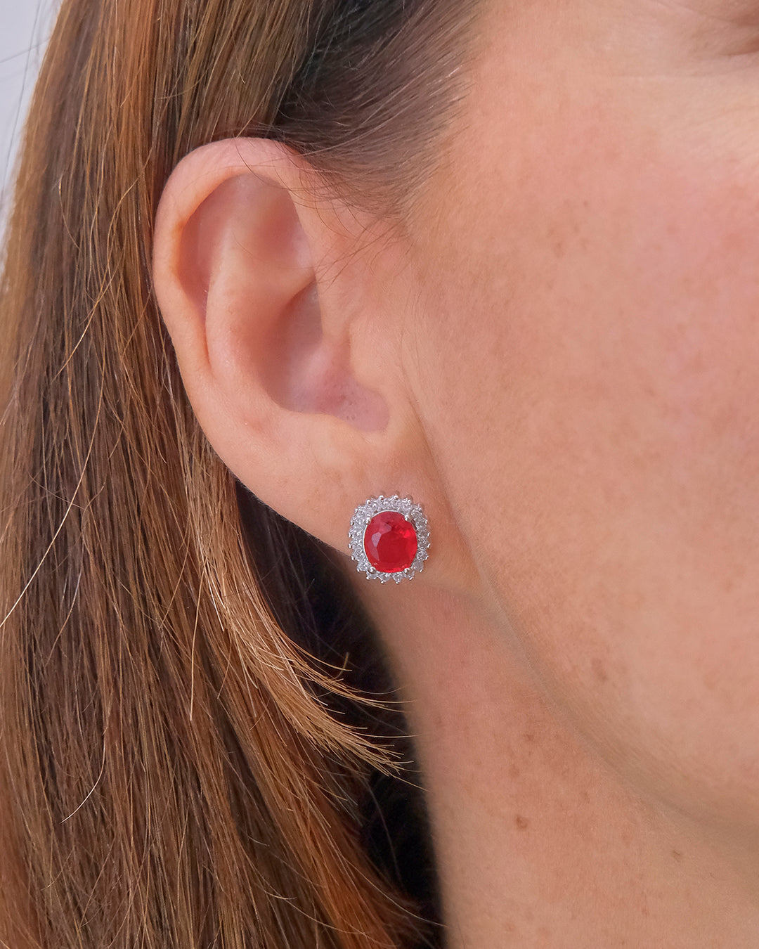 Pendientes orla con central color rubi