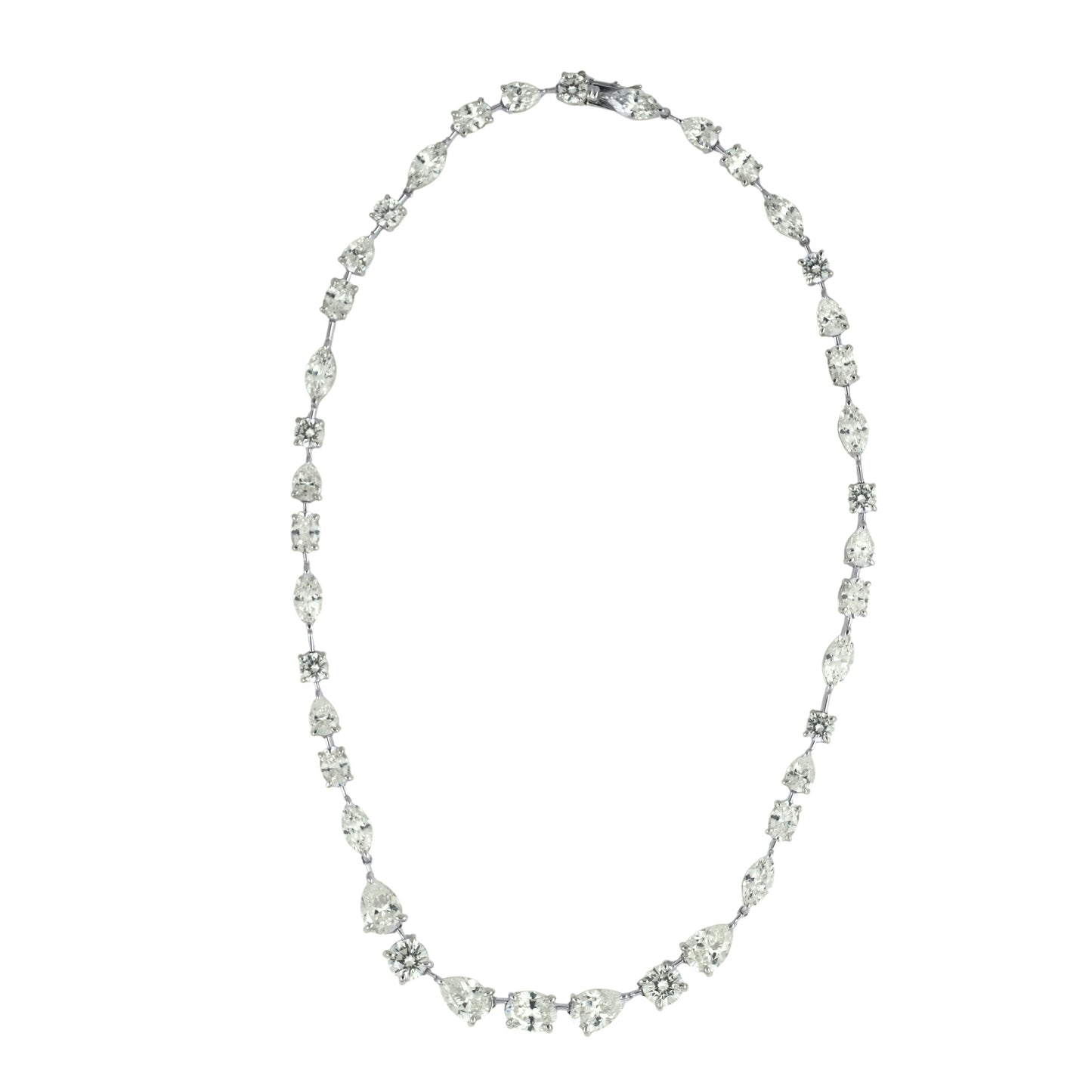 Silver choker with stones in a variety of sizes