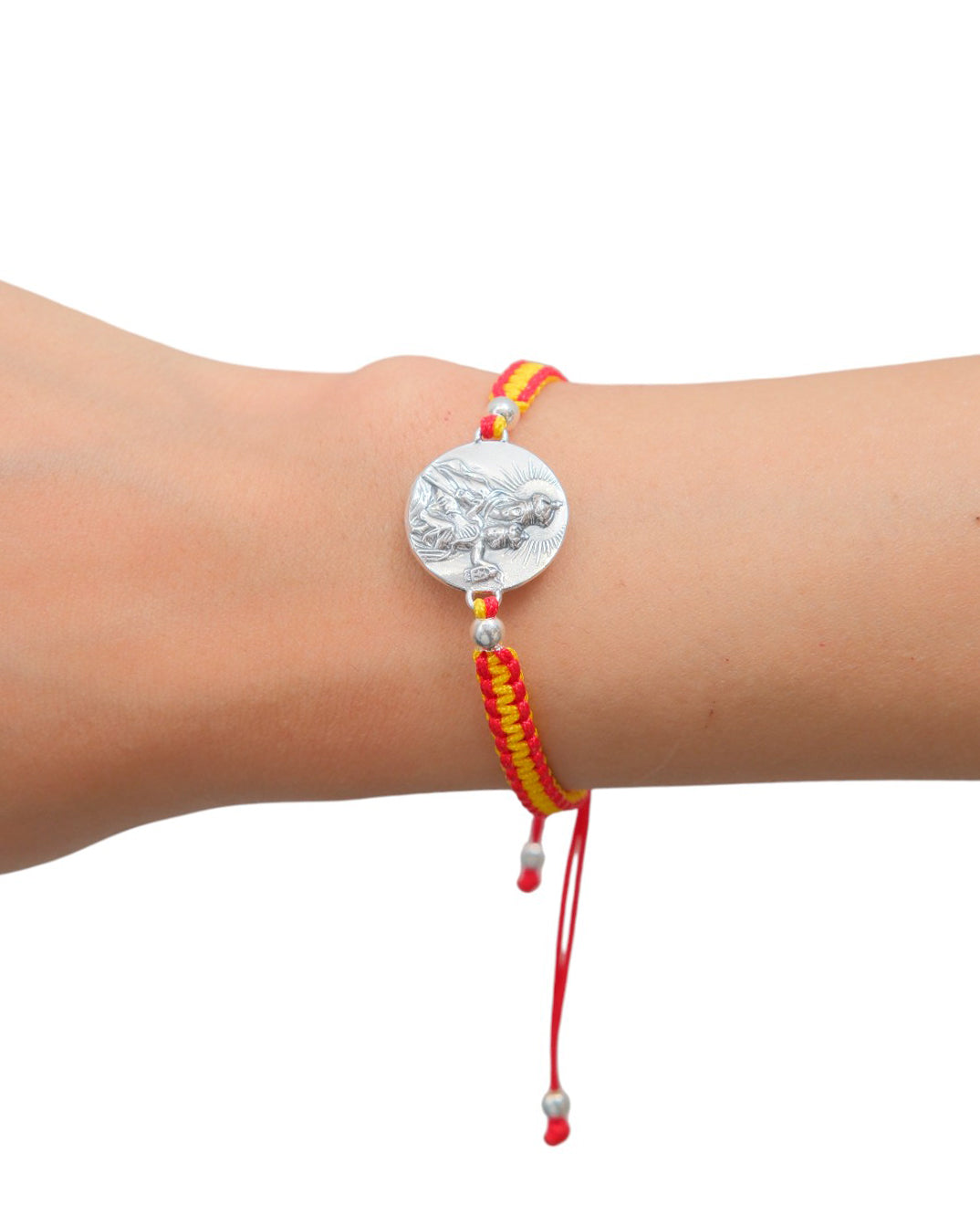 Pulsera bandera de España con escapulario en plata