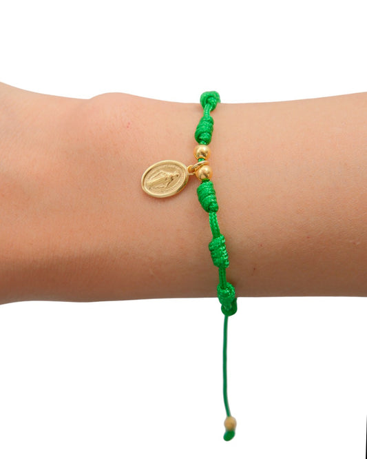 Pulsera cordon con virgen de la Milagrosa en baño de oro