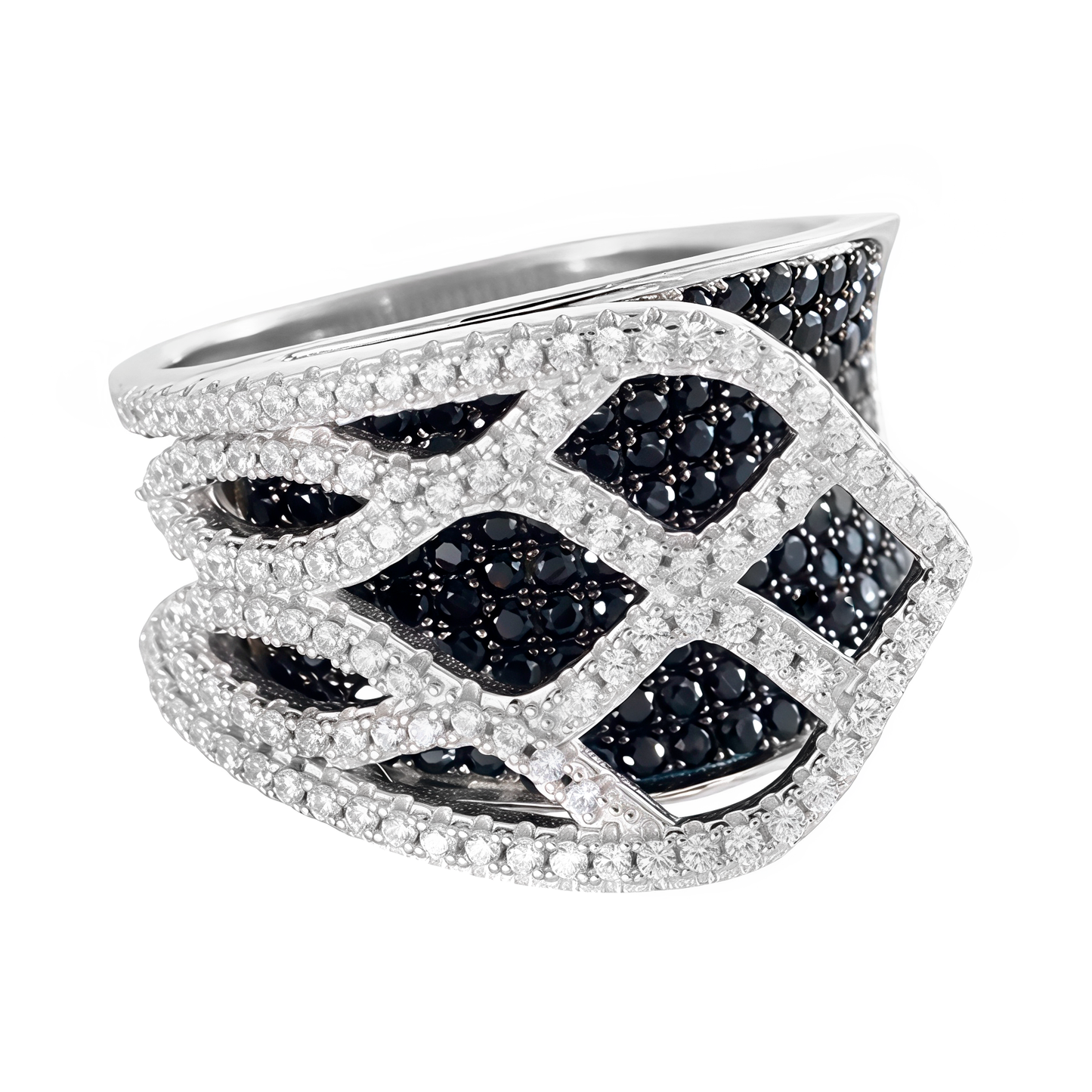 Anillo pave circonitas negras