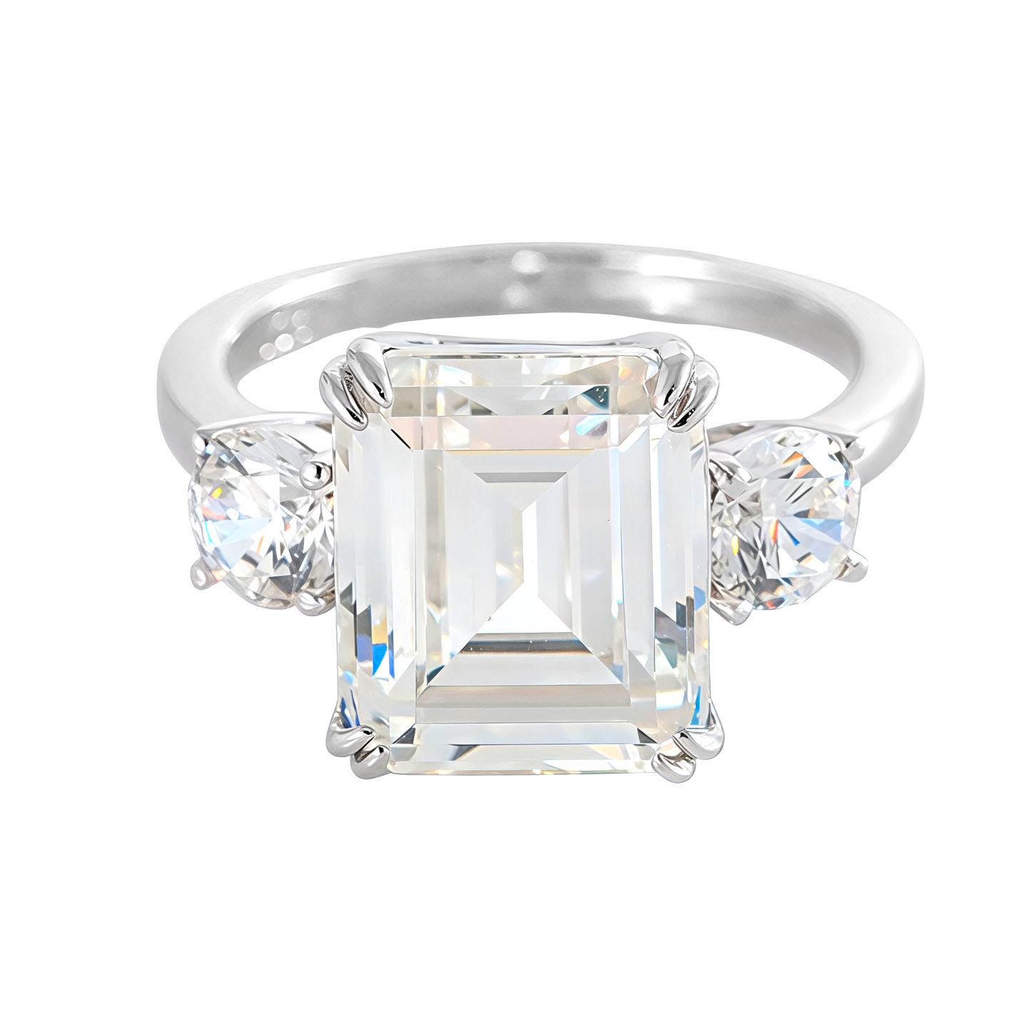 Emerald-cut center ring