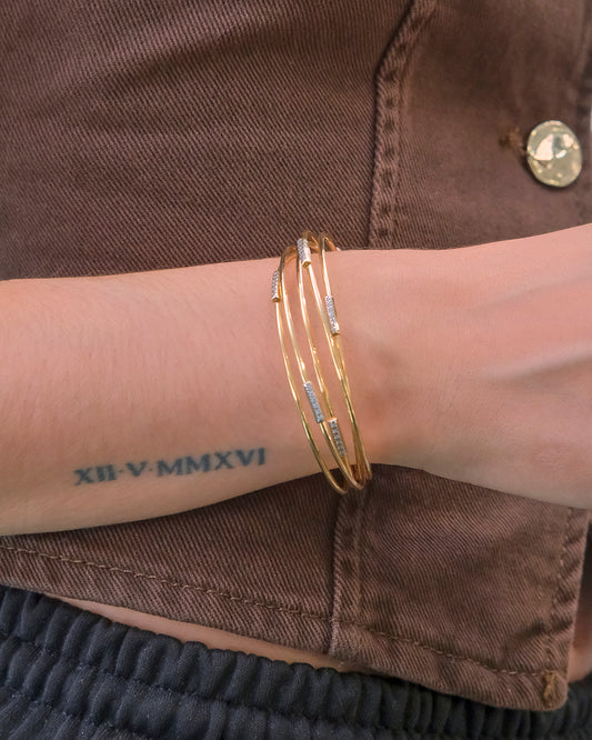 Pulsera 5 hilos cruzados con motivos en circonitas