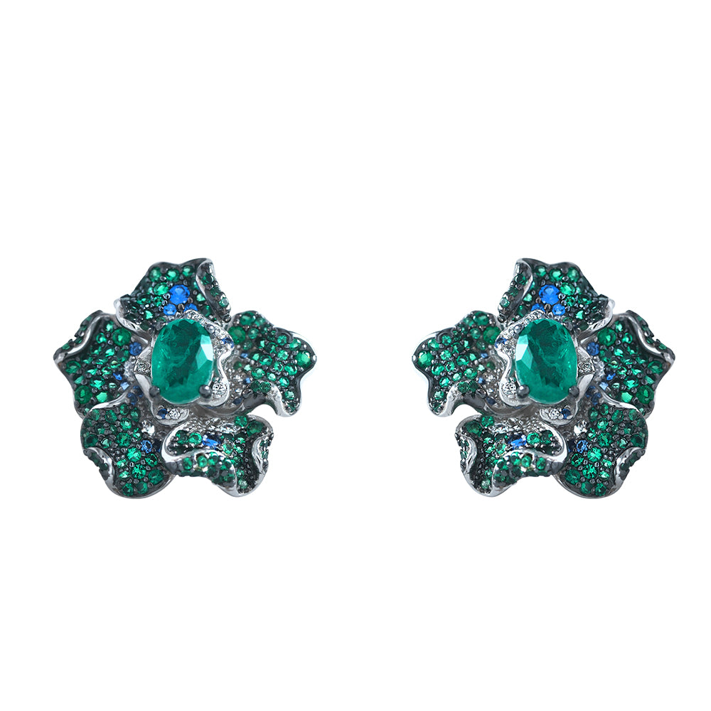 Pendientes de flores con circonitas