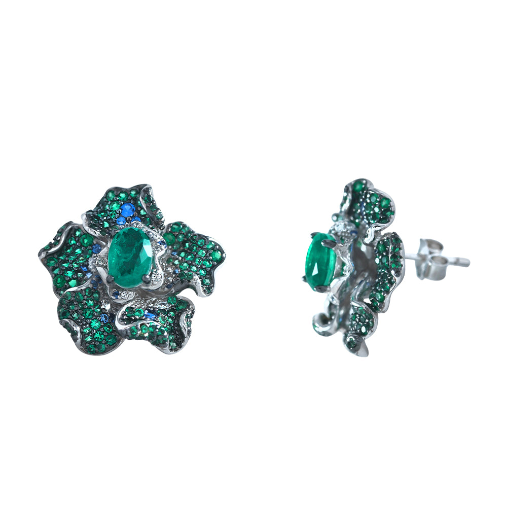 Pendientes de flores con circonitas