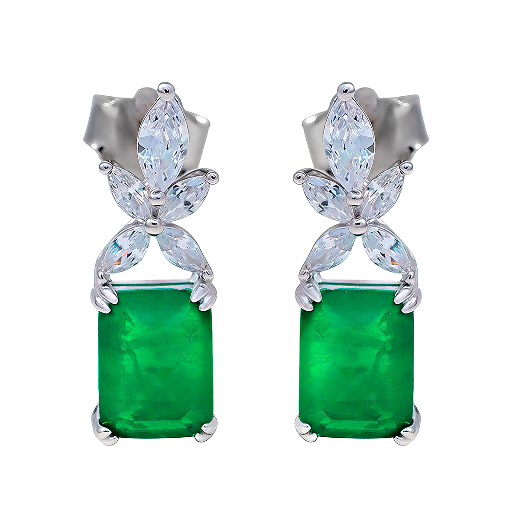 Pendientes flor y esmeralda