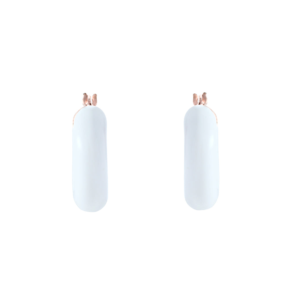 Aros con baño de oro esmalte blanco