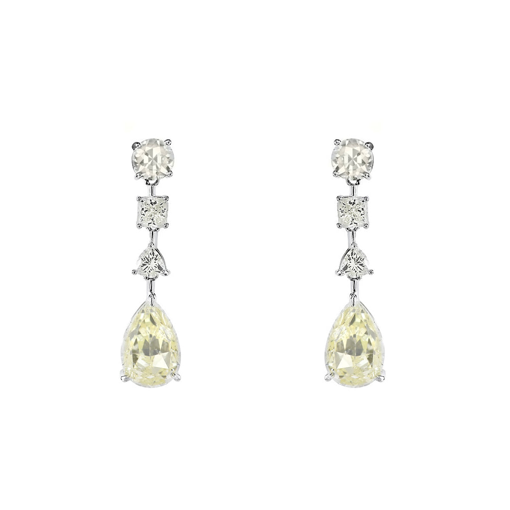 Pendientes largos en plata con piedras hidrotermal