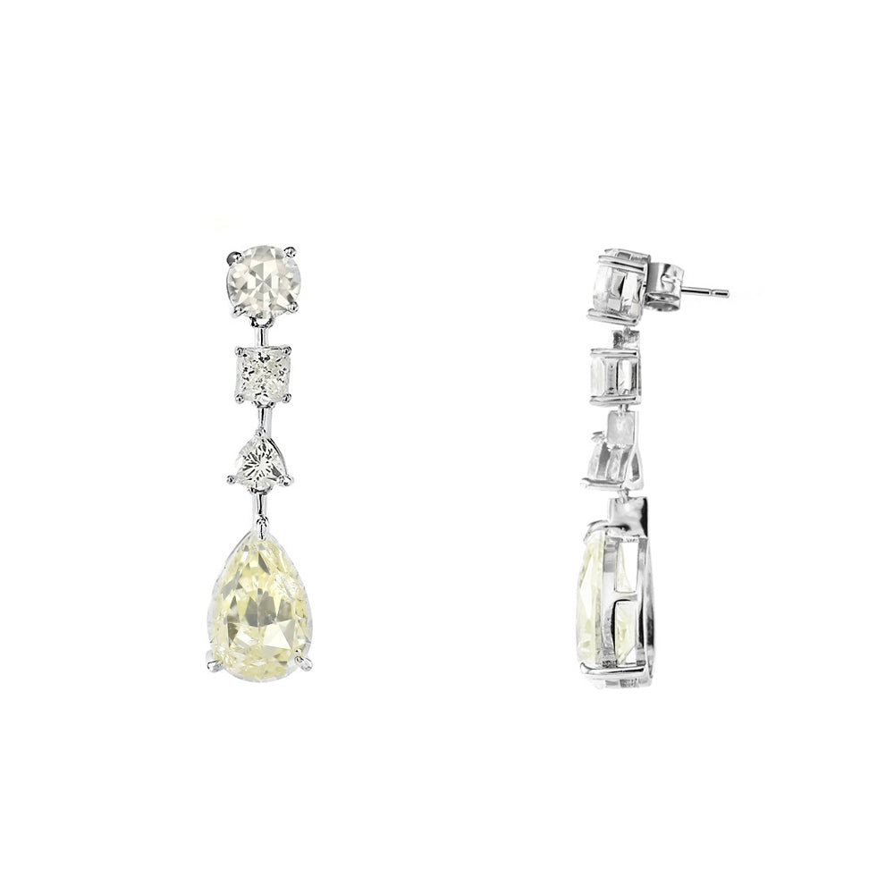 Pendientes largos en plata con piedras hidrotermal