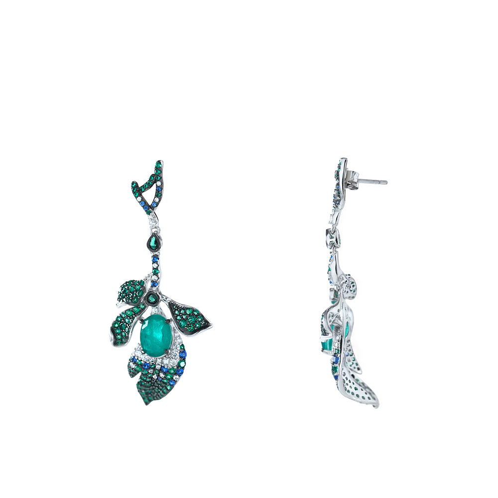 Pendientes largos flores con circonitas