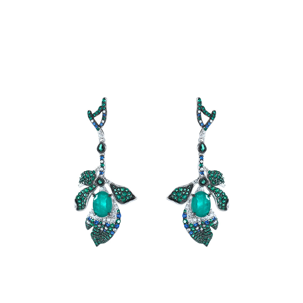 Pendientes largos flores con circonitas