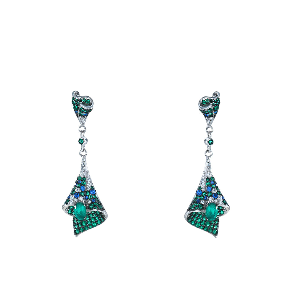 Pendientes largos con circonitas de colores