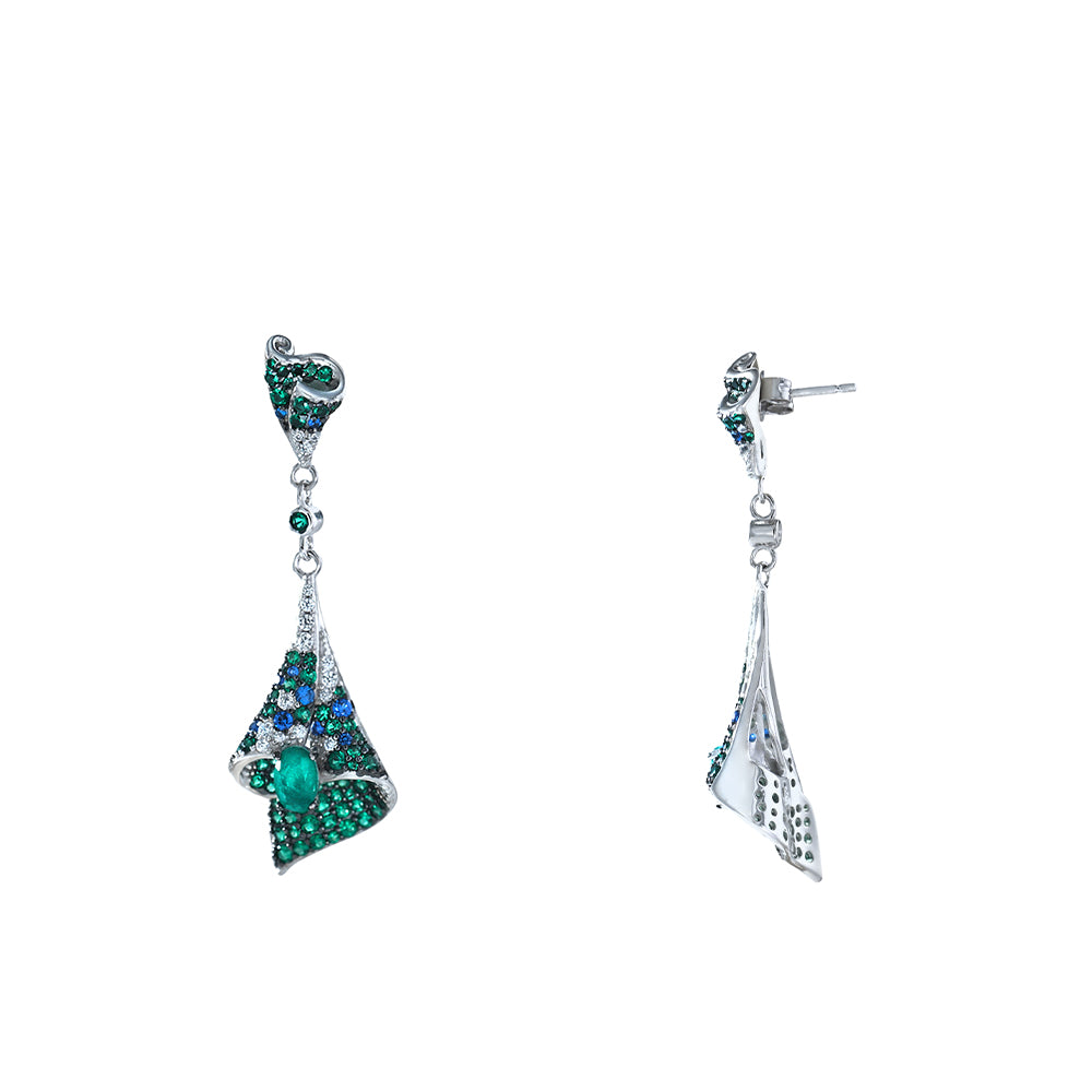 Pendientes largos con circonitas de colores