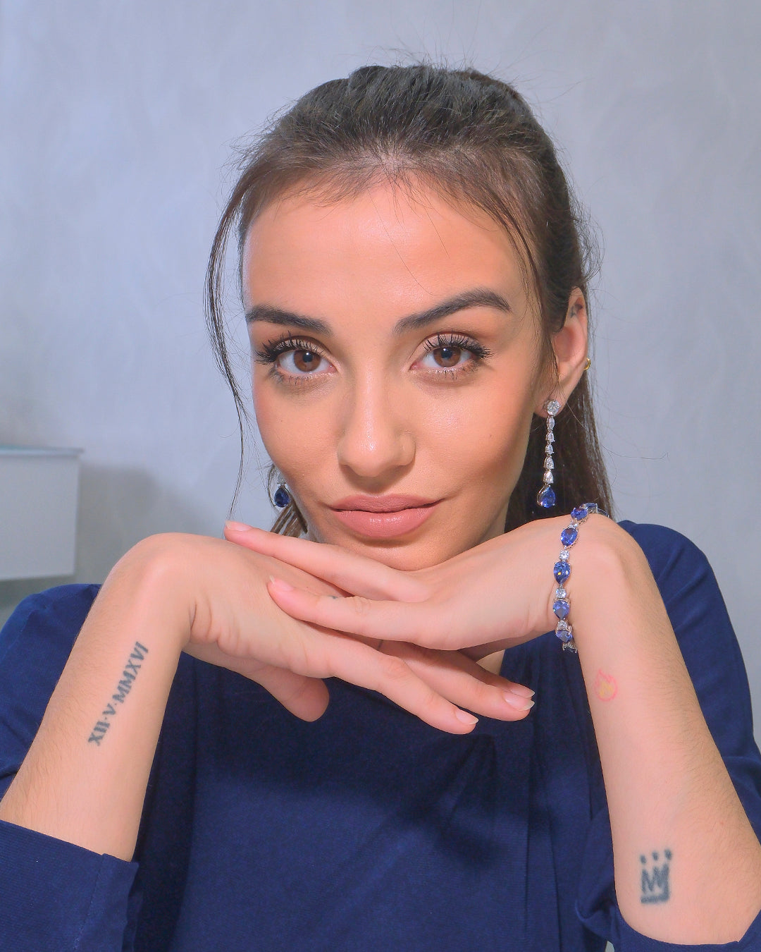 Pulsera en plata con circonitas color tanzanita