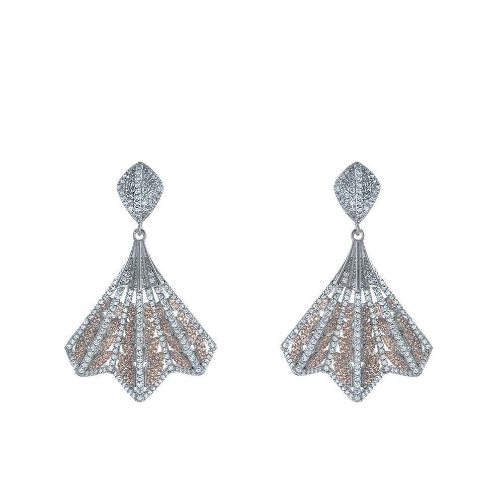 Pendientes abanicos con circonitas color champán