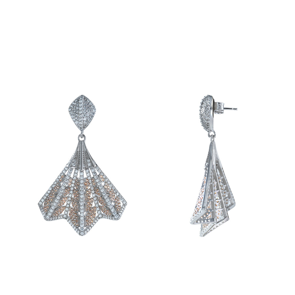 Pendientes abanicos con circonitas color champán