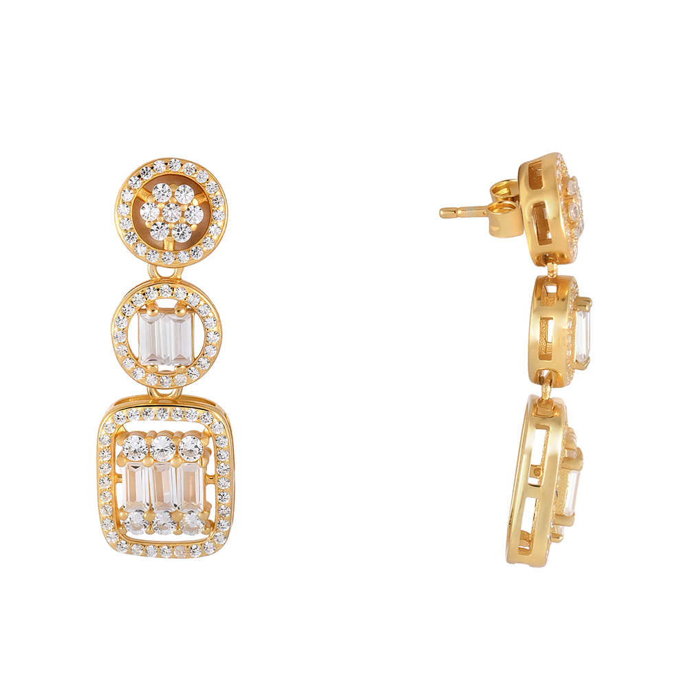 Pendientes largos en plata con baño de oro