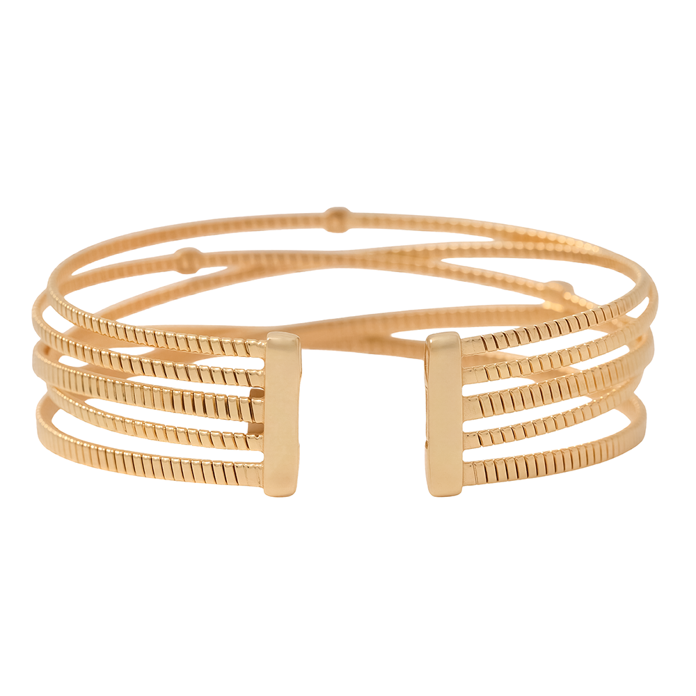 Pulsera brazalete con circonitas en baño de oro ideal para eventos