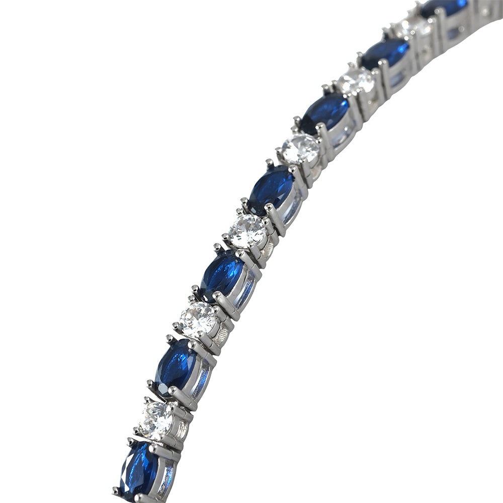 Pulsera en plata con circonitas zafiro
