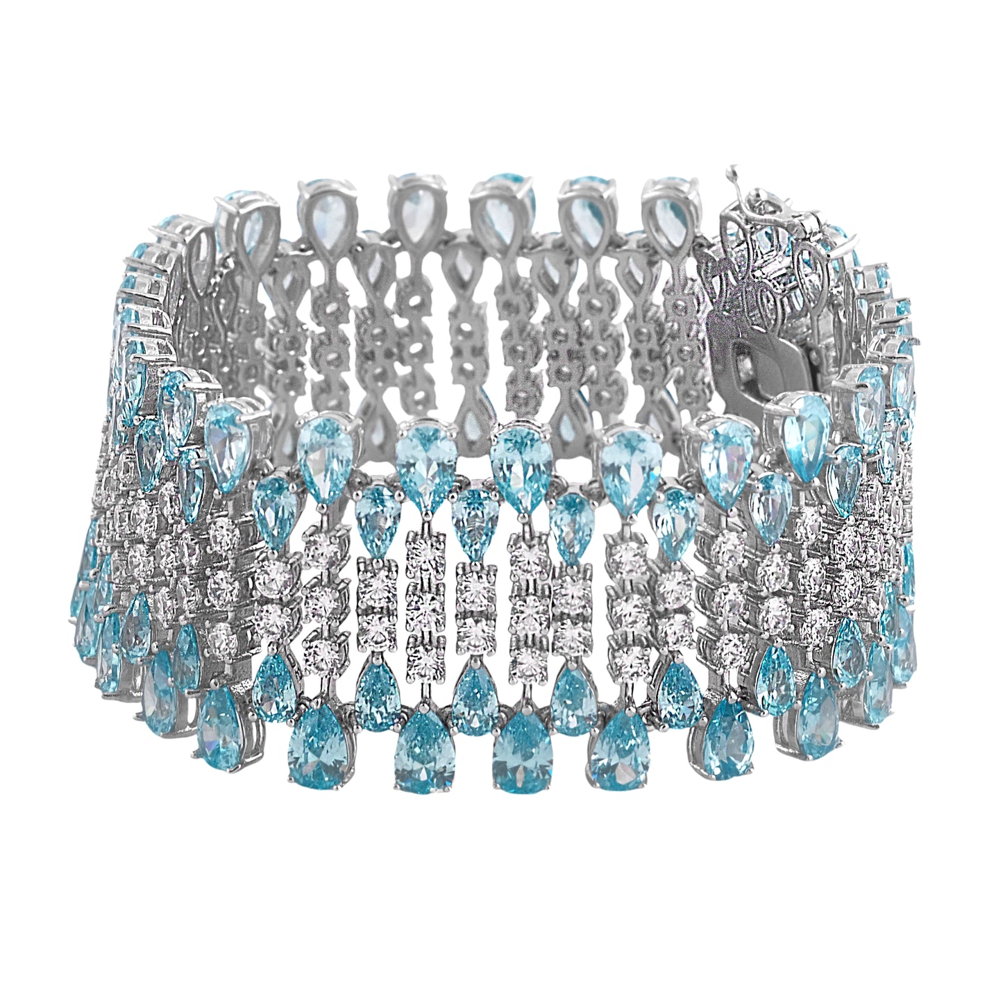 Pulsera joya combinadas con circonitas aguamarina