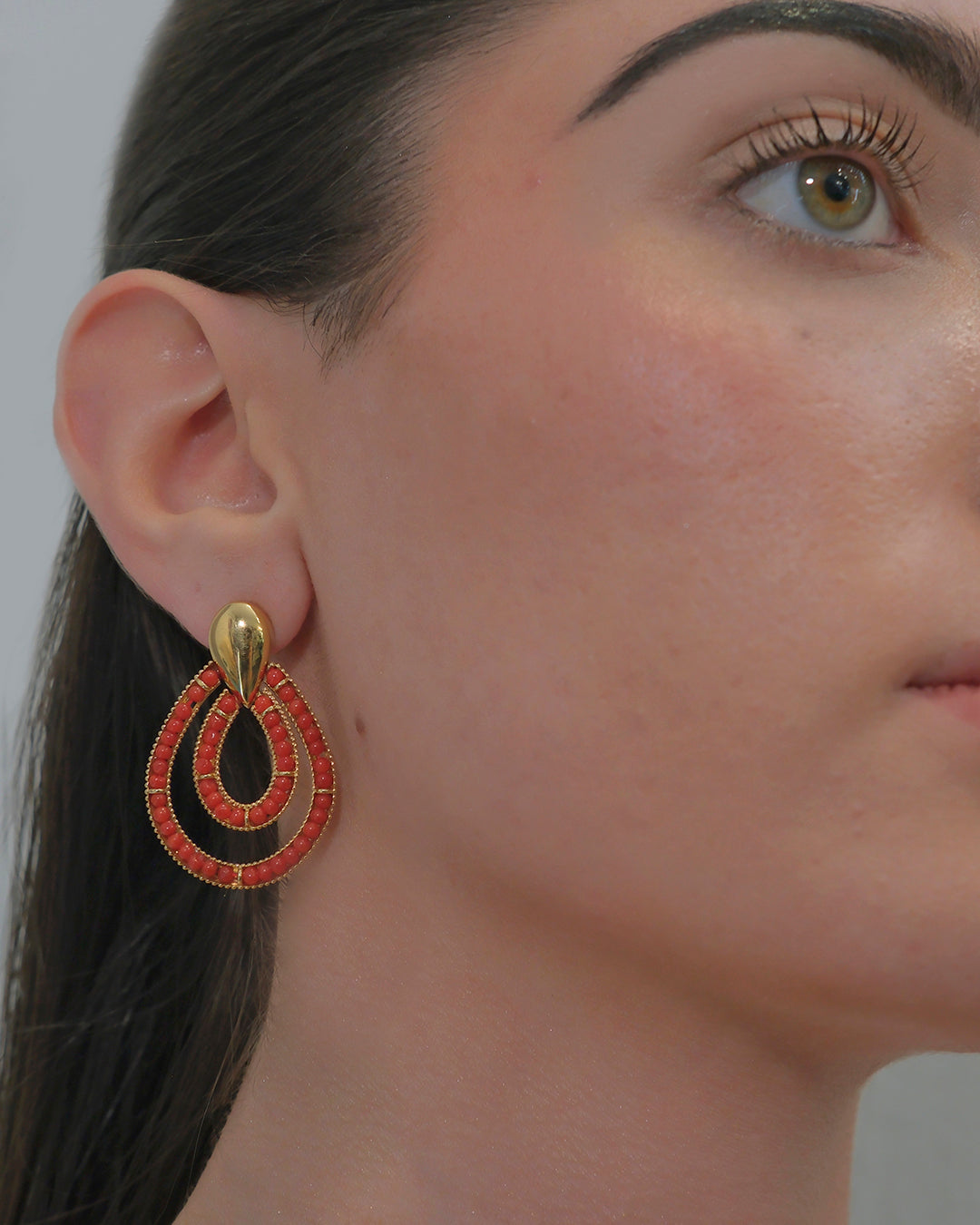 Pendientes aros coral