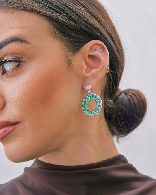 Pendientes largos círculos circonitas