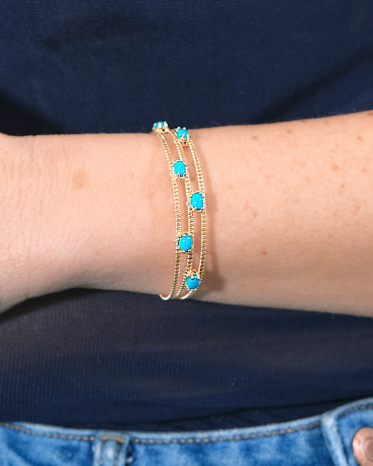 Pulsera rígida 3 filas con turquesas