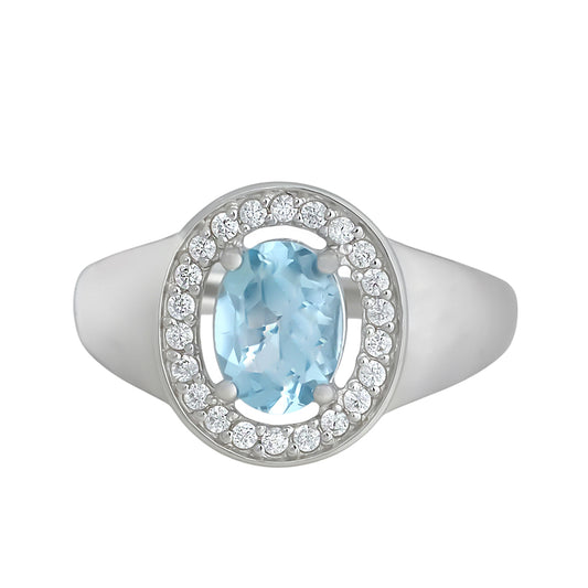 Anillo con aguamarina central talla oval