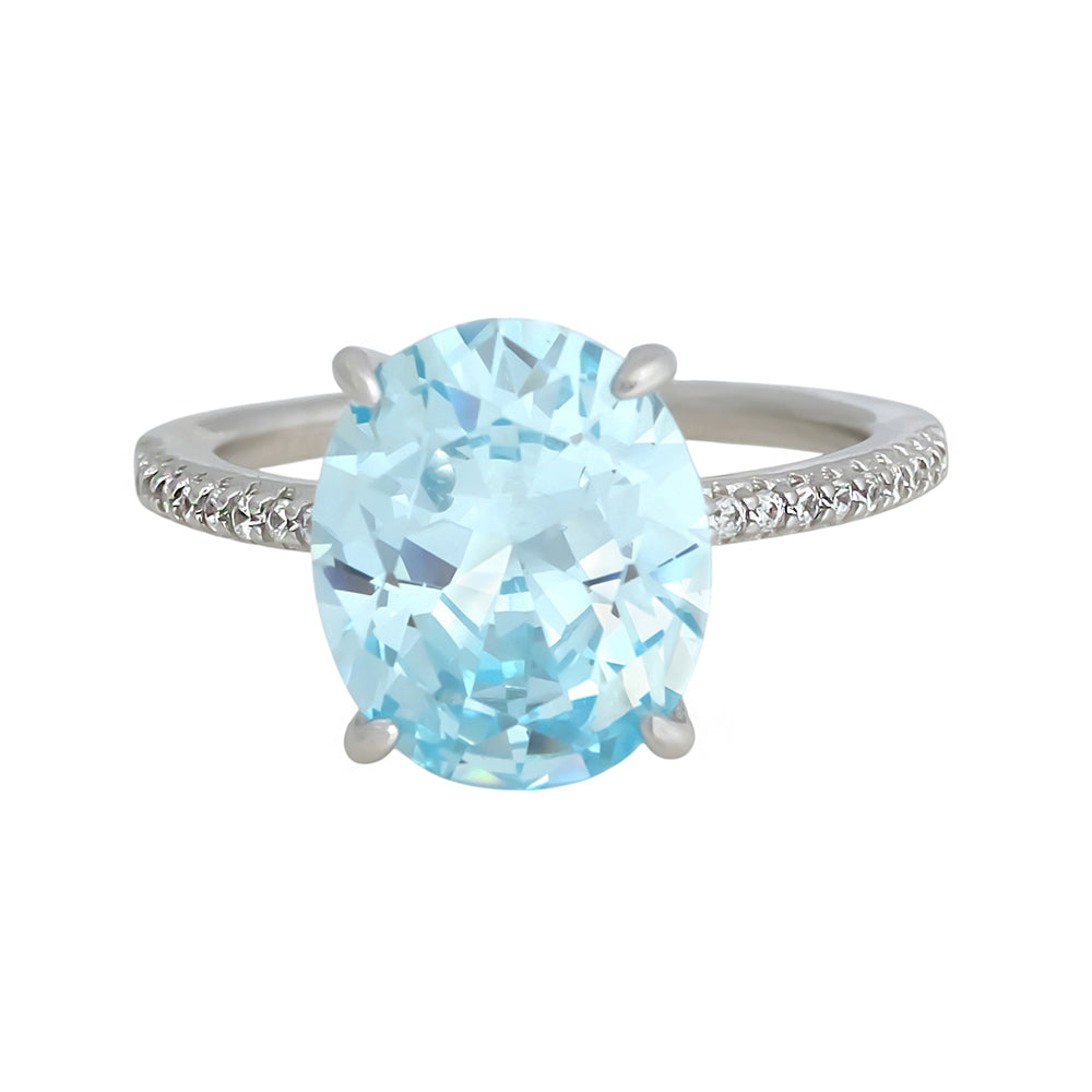 Aquamarine ring with oval aquamarine in claws