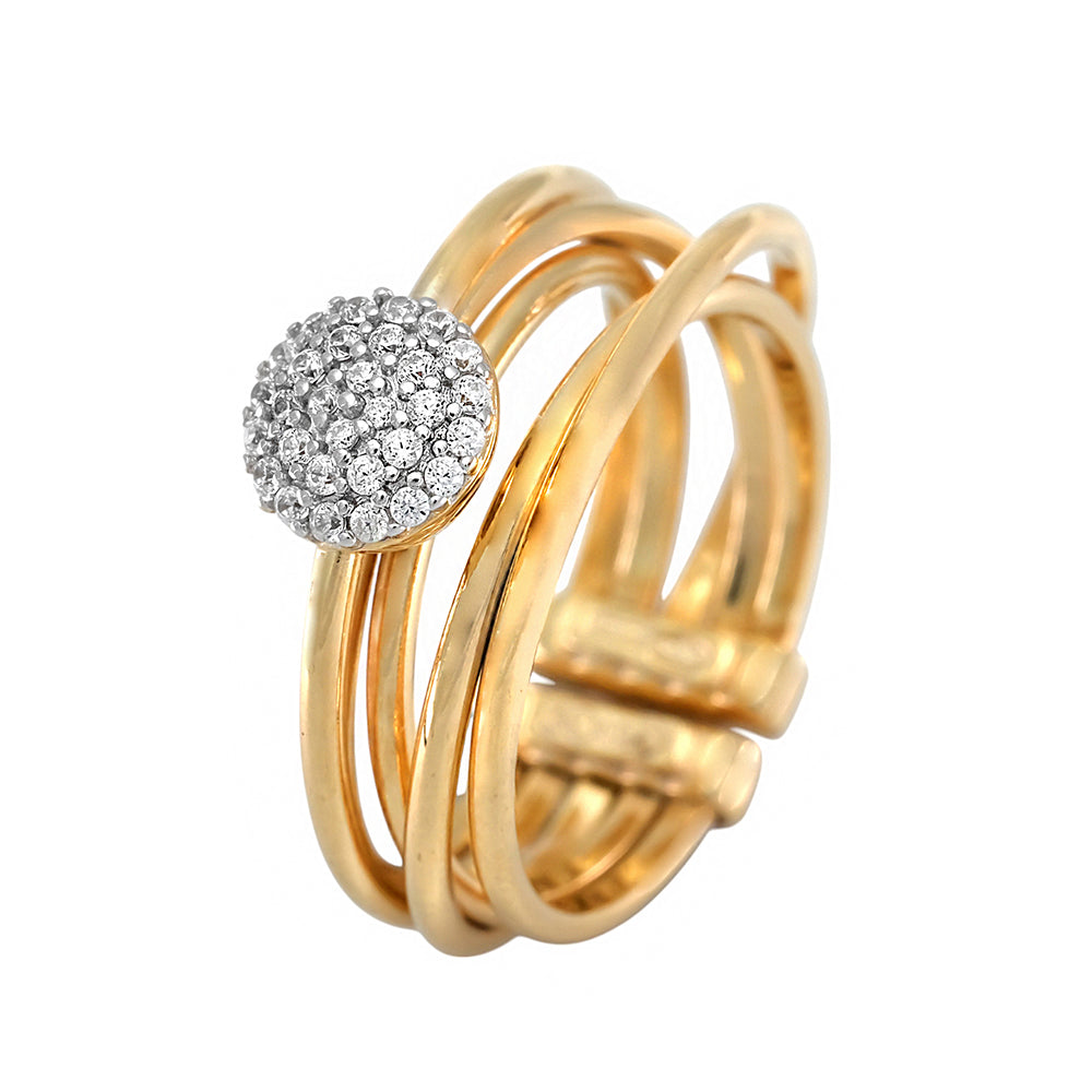 5-reihiger vergoldeter Ring mit Zirkonen