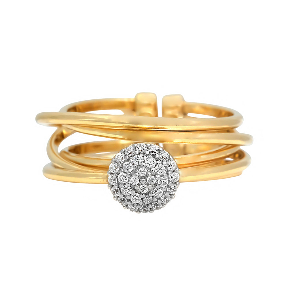 5-reihiger vergoldeter Ring mit Zirkonen