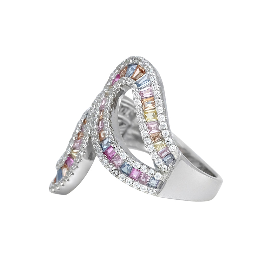 Anillo lazo con circonitas de colores