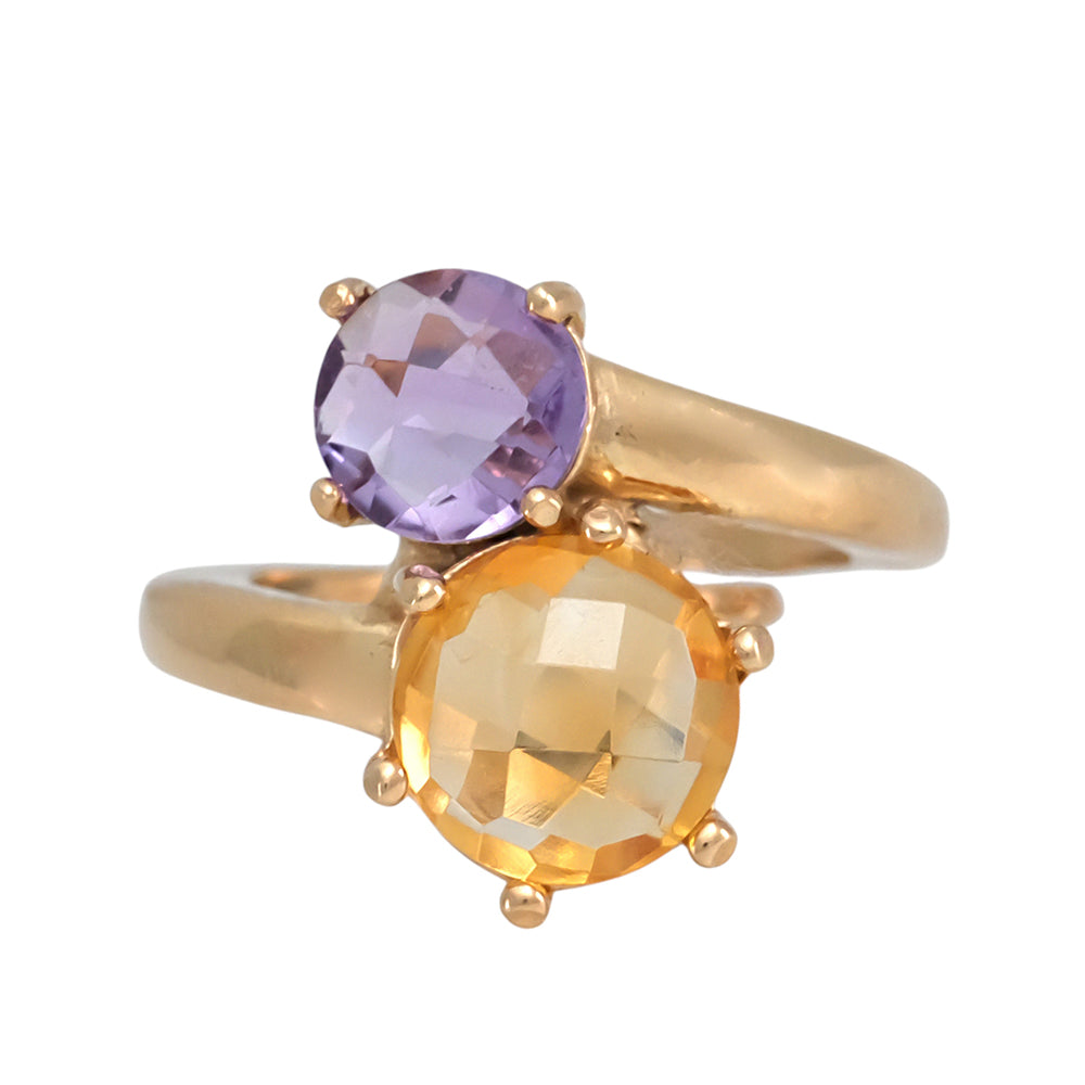 Anillo tu y yo con amatista y citrino