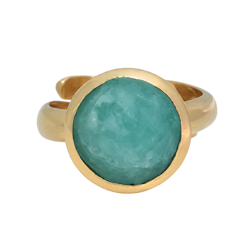 Anillo con piedra calcedonia facetada