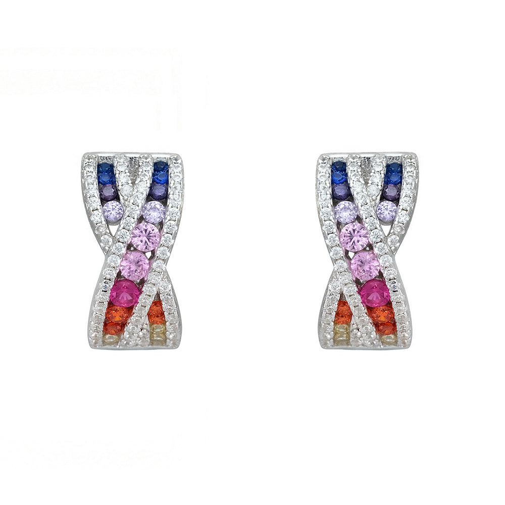 Cross earrings with colored zircons