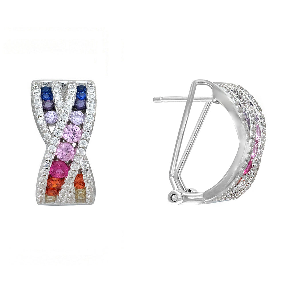 Cross earrings with colored zircons