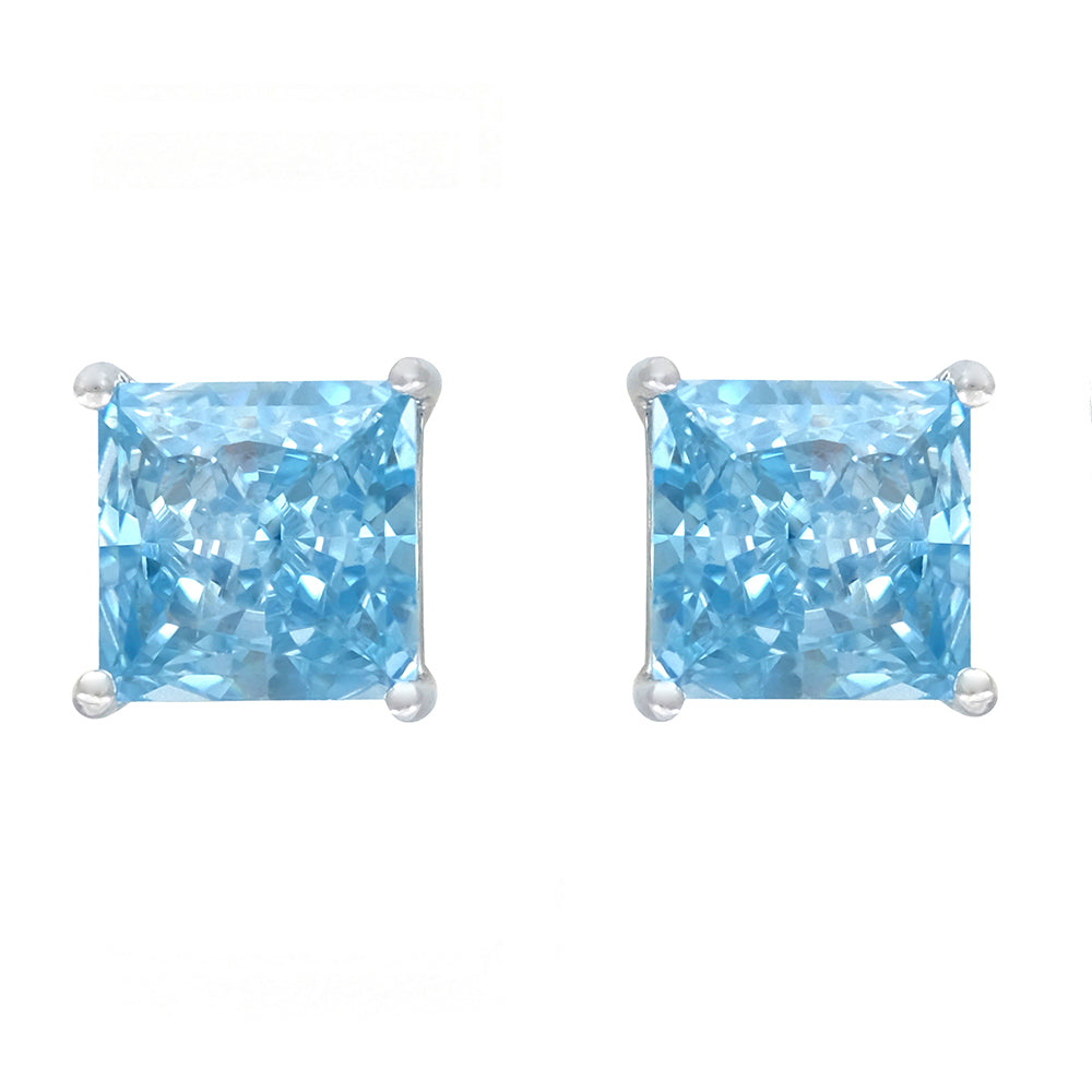Earrings with princess-cut aquamarine stones