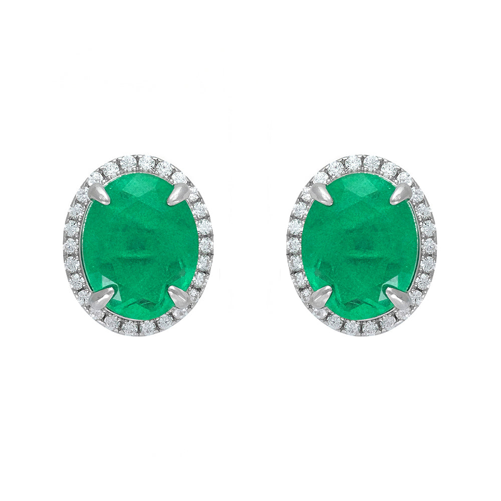 Pendientes en roseta central color esmeralda