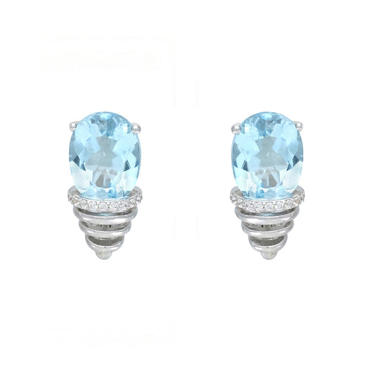 Pendientes con aguamarina talla oval