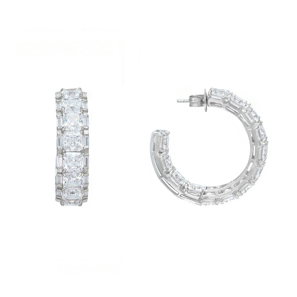 Aros grandes con circonitas talla princesa y baguette