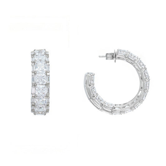 Aros grandes con circonitas talla princesa y baguette