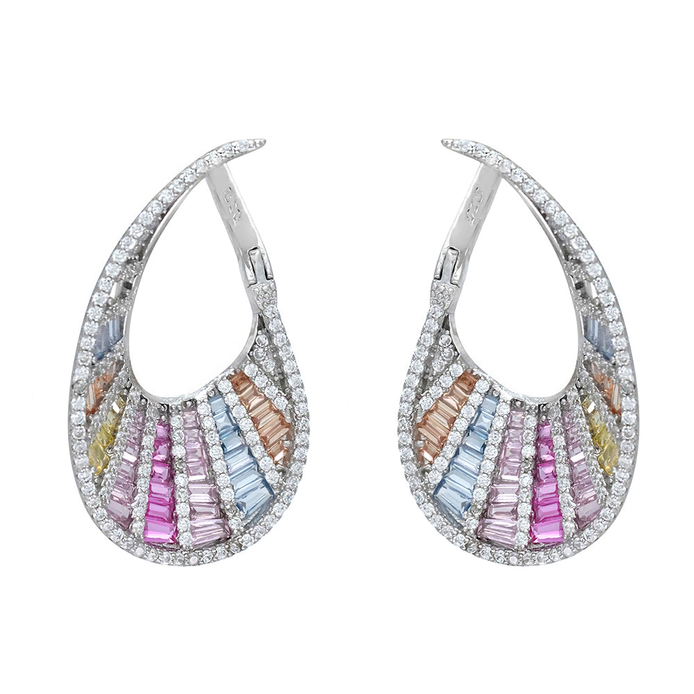 Pendientes ola circonitas de color