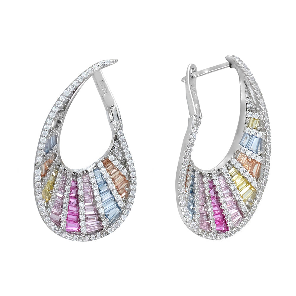 Pendientes ola circonitas de color