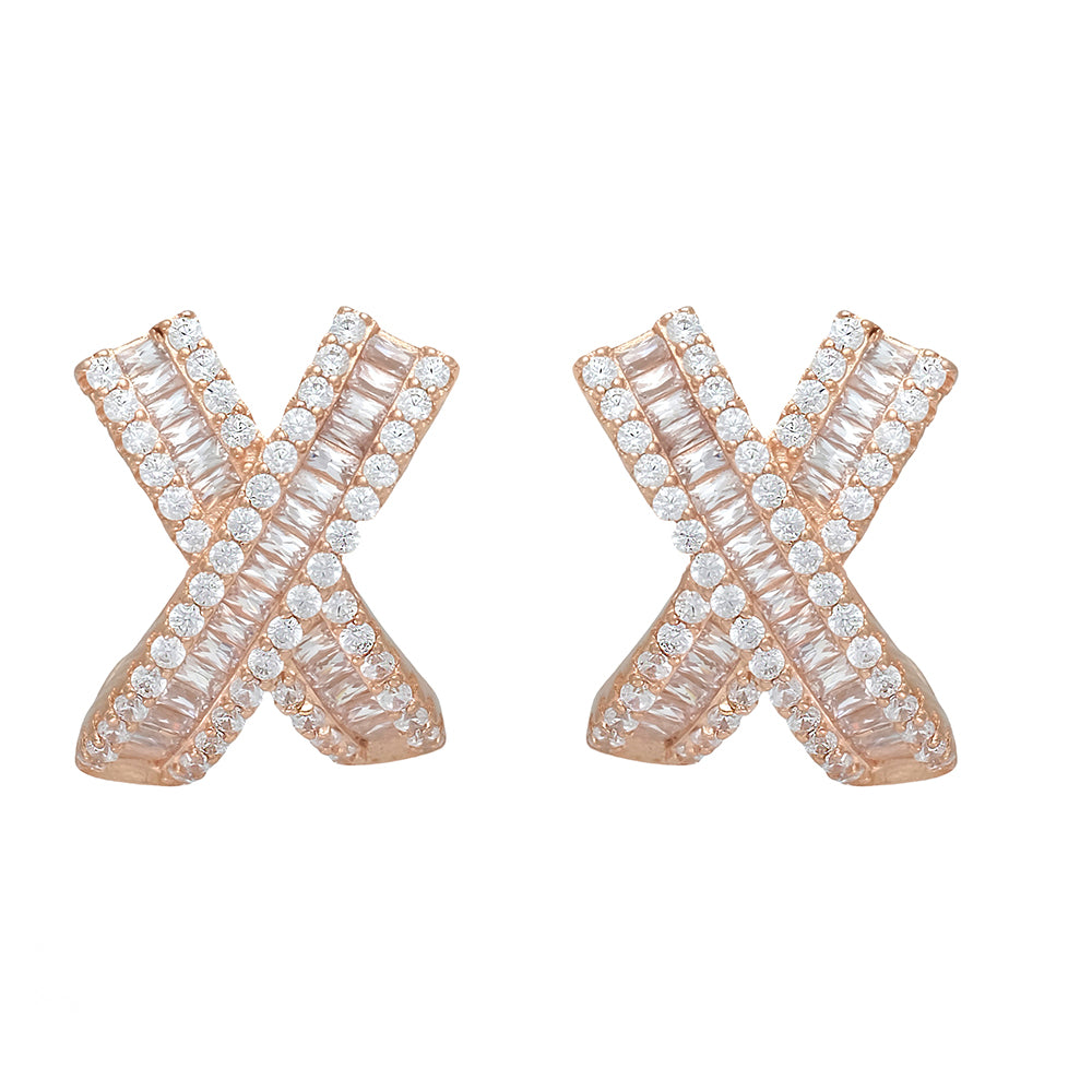Pendientes cruz con baño de oro rosa