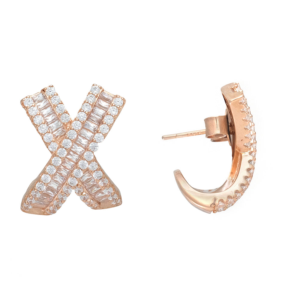 Pendientes cruz con baño de oro rosa