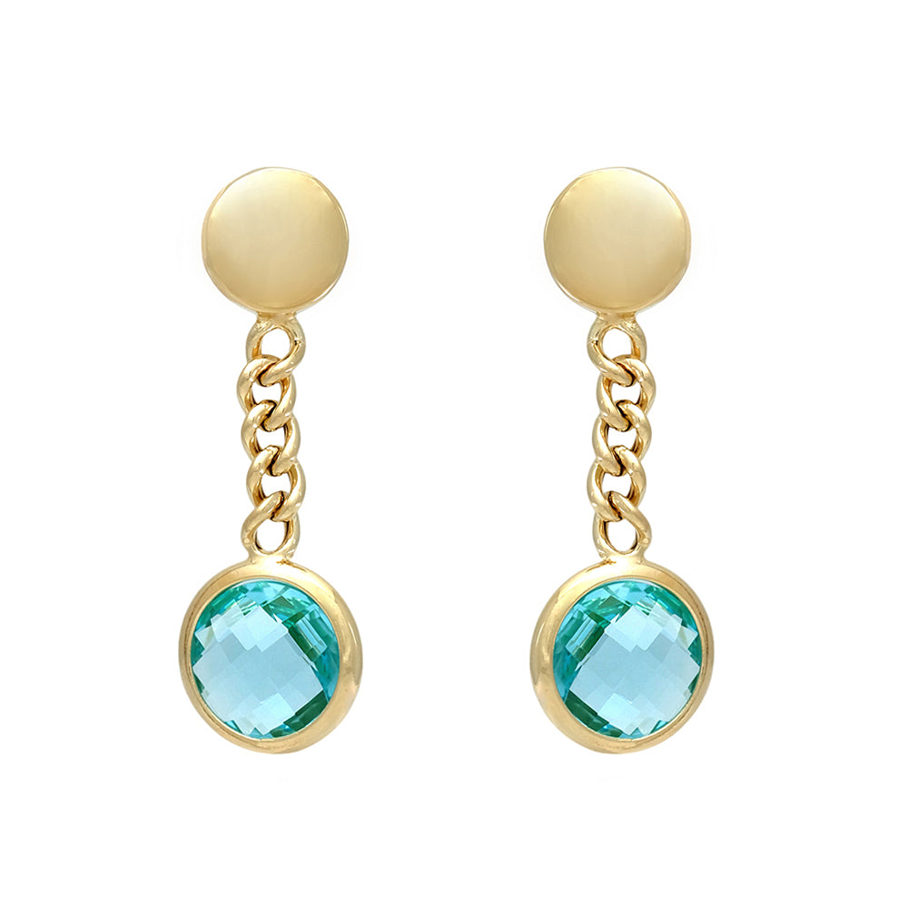 Chain earrings with aquamarine stones